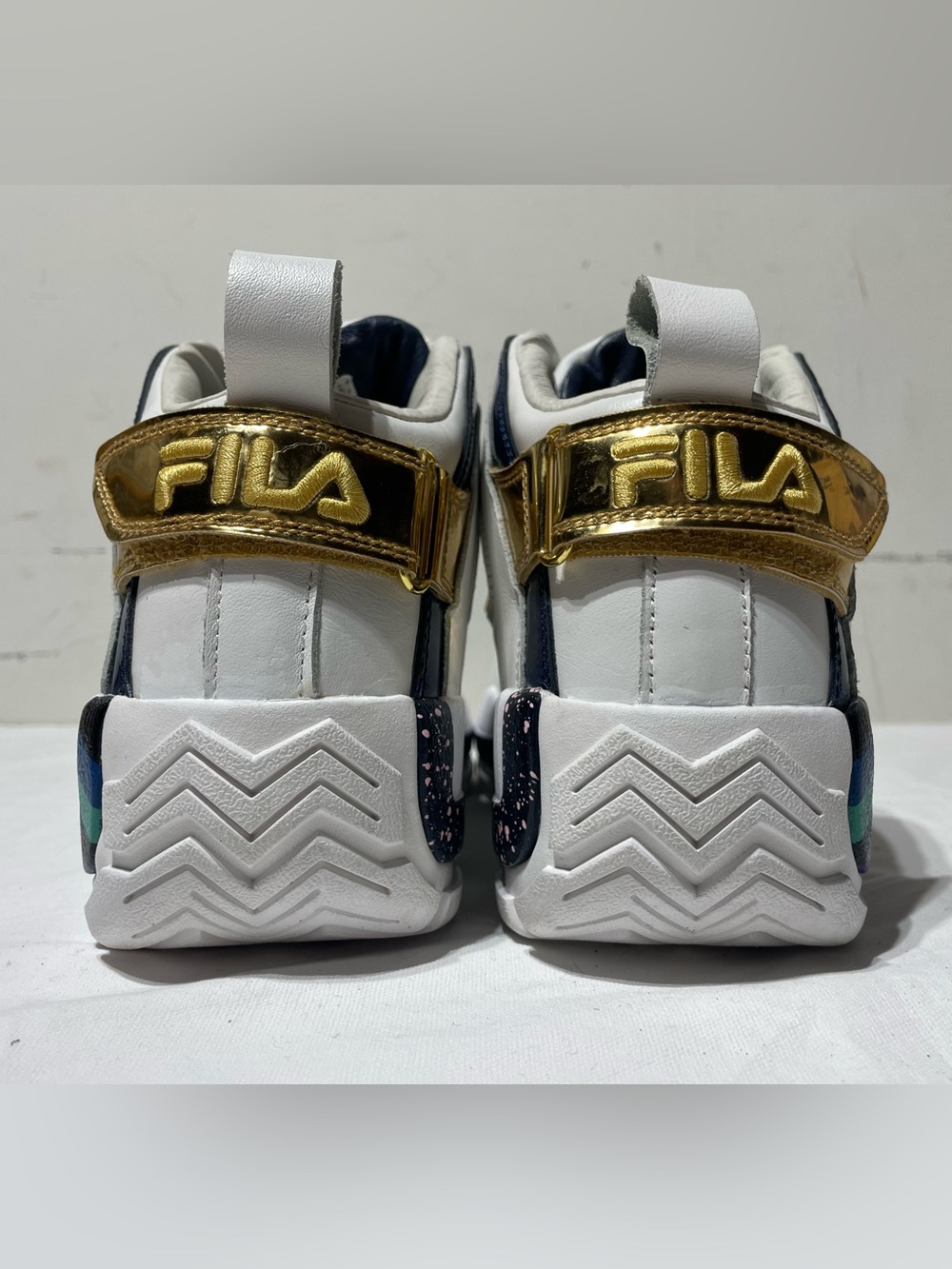 Fila Grant Hill 2 Hall of Fame Shoes Mens 10 White Gold Navy 1BM00581-125 - Picture 8 of 13